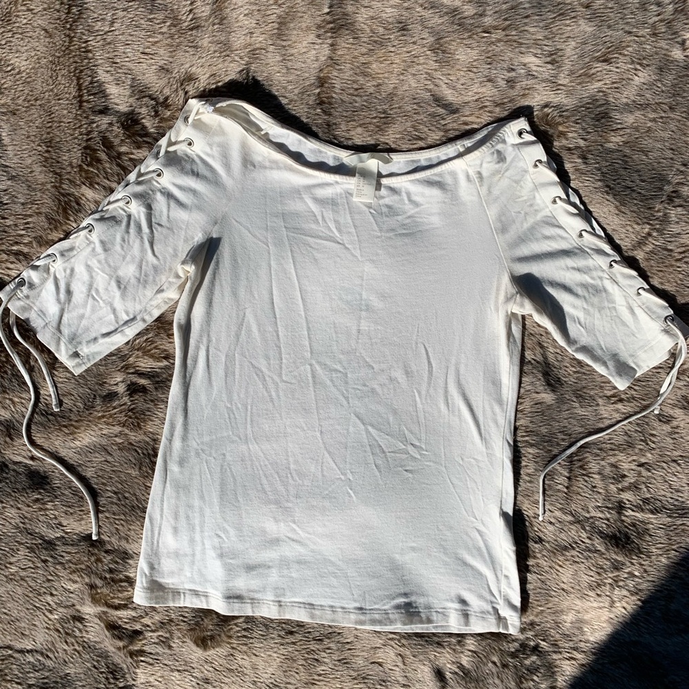 H&M Lace up Sleeve Shirt